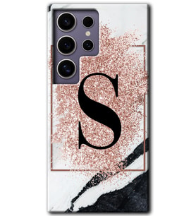 Galaxy S24 Ultra Kılıf HD Desen Baskılı Kılıf - Pembe Mermer Desenli S Harfi