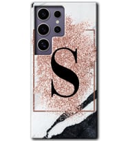 Galaxy S24 Ultra Kılıf HD Desen Baskılı Kılıf - Pembe Mermer Desenli S Harfi