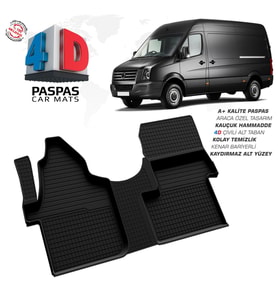 VW Crafter 4D Araca Özel Havuzlu Kauçuk Paspas 2006 Üzeri Ön Tek Koltuk (Karışık)