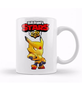 Gold Mecha Crow Design Brawl Stars Kupa Bardak Porselen
