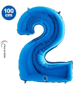 2 Rakam Folyo Balon Mavi 40Inc 100cm