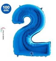 2 Rakam Folyo Balon Mavi 40Inc 100cm