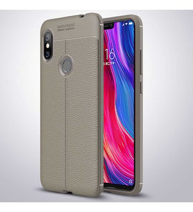 Xiaomi Redmi Note 6 Pro Kılıf Deri Tarzı Niss Silikon Case (Gri)