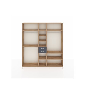 Arges Dolap 10 Raflı 2 Çekmeceli 3 Askılı 220x30x243 Çam-Çam/Antrasit