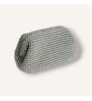 El Örgüsü Gümüş Simli Kadın Clutch Çanta Şık Davet ve Gece Çantası