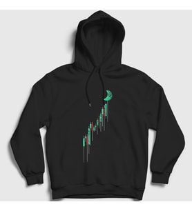 Presmono Unisex Siyah To The Moon Bitcoin Kapüşonlu Sweatshirt 264510tt
