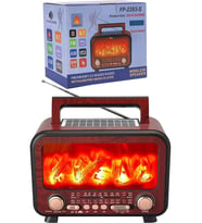 Serreha Radyo Nostaljik Şömineli Güneş Panelli Bluetooth USB Hoparlör