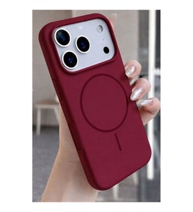 Coverzone ?phone 13 Pro Max ile Uyumlu Kadife ?� Y�zeyli Premium Silikon K?l?f MagSafe ile Uyumlu Kablosuz ?arj Destekli Darbe Emici Yumu?ak Dokulu Koruma Tasar?ml? Telefon K?l?f? Bordo