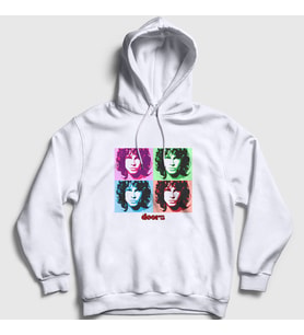 Presmono Unisex Beyaz Portrait The Doors Kapüşonlu Sweatshirt 116522tt