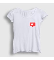 Presmono Kadın Beyaz Like Beğenme Kalp Instagram T-Shirt 433717tt (Beyaz)