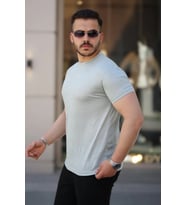 Erkek Mini Jakarlı Kısa Kollu T-shirt (Su Yeşili)