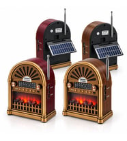 SOLAR - İBRELİ ŞÖMİNELİ RADYO - RETRO AM - FM - SW USB - TYPE-C SARJLI BT - TF - USB SPEAKER YG-6041BTS (5343)