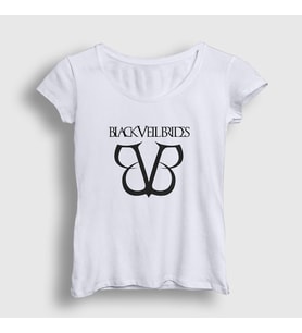 Presmono Kadın Beyaz Logo Black Veil Brides T-Shirt 18891tt (Beyaz)