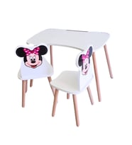 Çocuk Aktivite 1 Masa 2 Sandalye Takımı 4-12 Yaş Minnie Mouse
