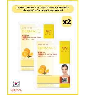 Dermal Aydınlatıcı, Sıkılaştırıcı, Arındırıcı Vitamin Özlü Kolajen Maske Seti 2 Adet