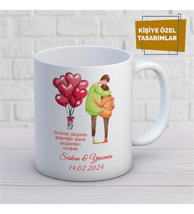 Kişiye Özel İsim Yazılabilir Sevgi Temalı Kupa Bardak