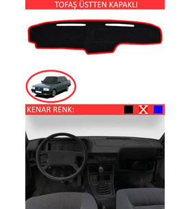 Tofaş Üstten Kapaklı Için Uygun Torpido Koruma Halısı Siyah Kenar Renk Kırmızı