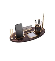 Tegik Çemberli Ahşap Modern Masa İsimlik Ofis Dekoru (Açık Gri)
