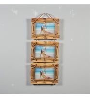 El Yapımı Doğal Ahşap 3’lü Bambu Bamboo Fotoğraf Çerçevesi Dekoratif Ev Ofis Hediyesi Duvar Süsü - 5