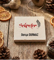 Kişiye Özel Sekreter Bardak Altlığı  Hediyesi (Krem)