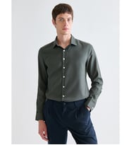 LCW BUSINESS Haki Slim Fit Uzun Kollu Armürlü Erkek Gömlek