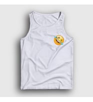 Presmono Unisex Beyaz Gülmekten Gözünden Yaş Gelen Emoji Instagram Atlet 435249tt (Beyaz)