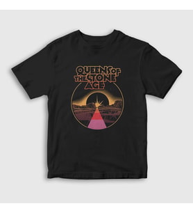 Presmono Unisex Çocuk Siyah Warp Planet Queens Of The Stone Age T-Shirt 450501tt
