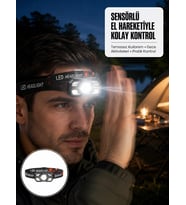 Şarj Edilebilir LED Far Hareket Sensörlü 5 Modlu Outdoor Yeni Nesil