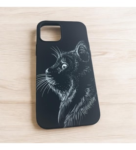 iPhone 12 digital baskılı siyah renk kaliteli silikon telefon kılıfı