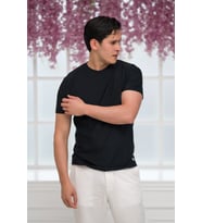 Slimfit Lyocell Kumaş Likralı Küçük Armürlü Bisiklet Yaka T-shirt