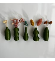 Miniflora - 5'li Magnetli Mini Vazo - Haki Renk - Buzdolabı Süsü