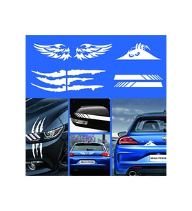 Oto Dikiz Kanat Canavar Pençe Bagaj Sticker Beyaz 4 Lü Paket