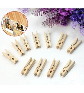 İp Hediyeli Mini Mandal 48 Adet Fotoğraf Mandalı Süsleme Mandalı