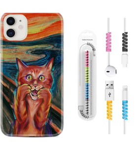 Apple iPhone 11 12 13 Mini Kılıf Kablo Koruma Spiral Silikon Tablo Cat 1788