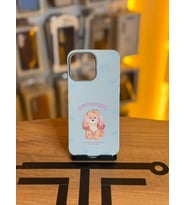 iPhone 15 Pro Max Uyumlu Özel Tasarım Sevimli Figürlü Deri Dokulu Telefon Kılıfı (Açık Mavi)