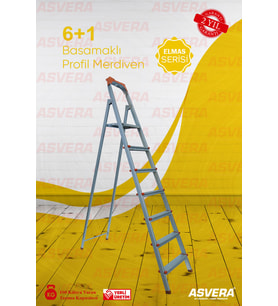 Elmas Serisi – 6+1 Basamaklı Galvanizli Profil Merdiven  Ev, Bahçe, İş Yeri İçi (Gri)