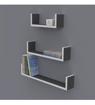 Kenzlife kitaplık müjgan 012*060-045-030*20 gri duvar rafı