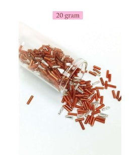 Uzun Boru Kesme Boncuk Çap 2mm Uzunluk 10 mm - 20 Gram - Kahverengi Gümüş - BNC262
