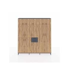 Arges Dolap 10 Raflı 2 Çekmeceli 3 Askılı 220x30x243 Antrasit-Çam/Antrasit