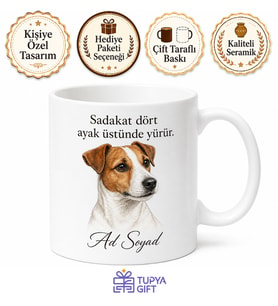 İsme Özel Jack Russell Terrier Desenli Kupa Bardak Köpek Severler İçin Hediye