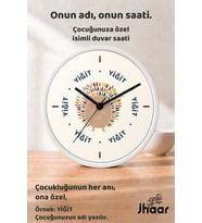 İsme Özel Renkli Kirpi Figürlü Çocuk Odası Duvar Saati Orta Boy 30 cm Beyaz Camlı Sessiz