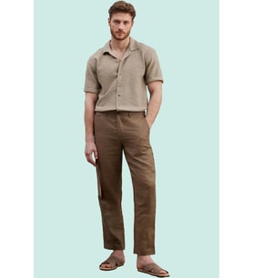 Erkek Regular Fit Kısa Kollu Dokulu Gömlek Rahat Günlük Yaz Hafta Sonu Stilin Buluştuğu Yer (Vizon)