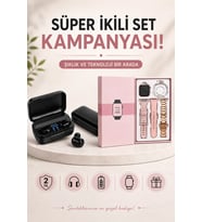 Wireless Şarjlı Pembe Akıllı Saat Ve Kablosuz Bluetooth Kulaklık Dokunmatik Kontrol