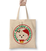 Merry Christmas Maltese Dog Bez Çanta Uzun Saplı