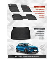 Sahler Kia Stonic 2017-2021(ESKİ LOGOLU) Uyumlu 4.5D Premium Havuzlu Oto Paspas ve Liner Marka 3D Bagaj Havuzu