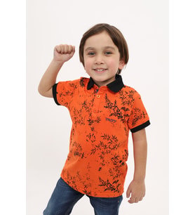 Toontoy Erkek Çocuk Desenli Tişört (Oranj)