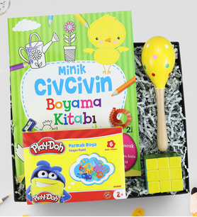 Boyama Kitabı & Play-Doh Parmak Boya & Marakas & Zeka Küpü Hediye Seti
