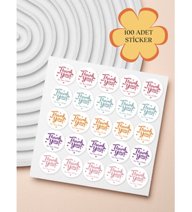 100 Adet Teşekkür Ederiz Stickers Paketleme Kargo Çıkartma PYT0KSTK136