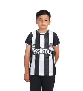 Beşiktaş Umbro Lisanslı Çubuklu Çocuk Forma (Siyah - Beyaz)