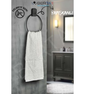 Yapışkanlı Siyah Yuvarlak Havluluk - Delmeye Son
